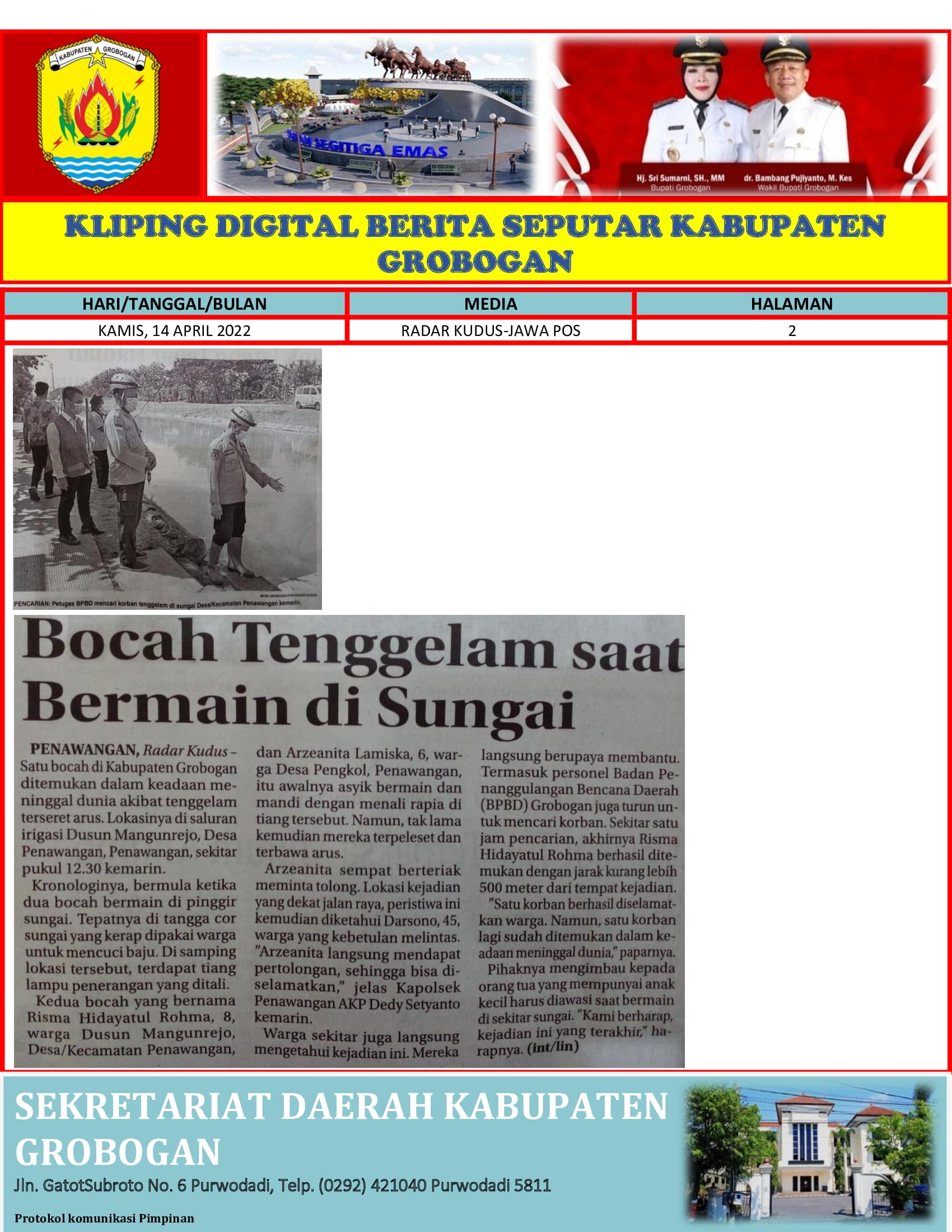 Bocah Tenggelam saat Bermain di Sungai Radar Kudus 14042022