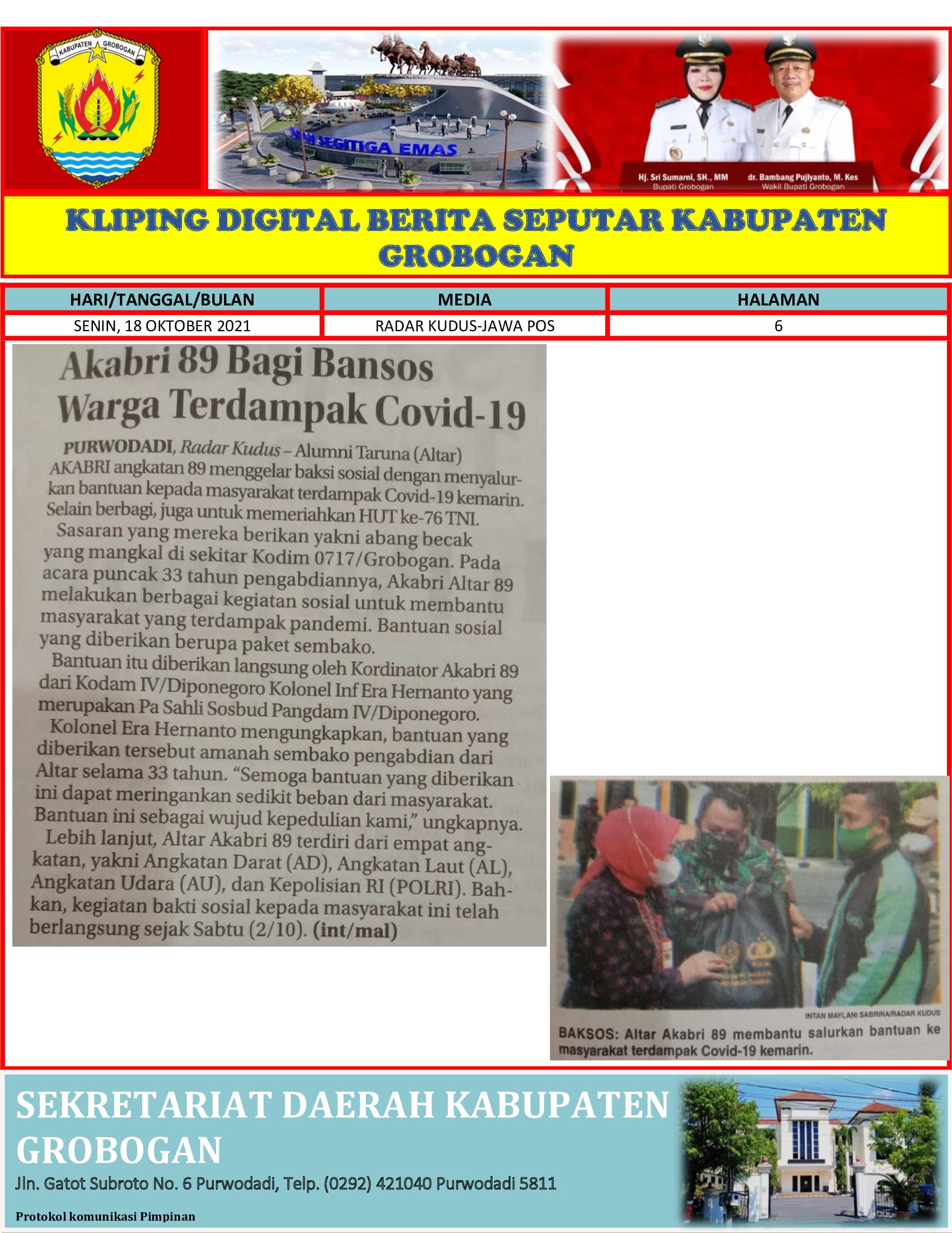 Akabri 89 Bagi Bansos Warga Terdampak Covid 19 Radar Kudus 18.10.2021