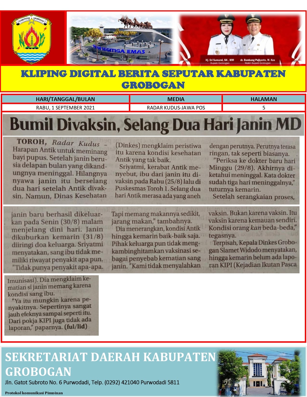 Bumil Divaksin Selang Dua Hari janin MD Radar Kudus 1.09.2021