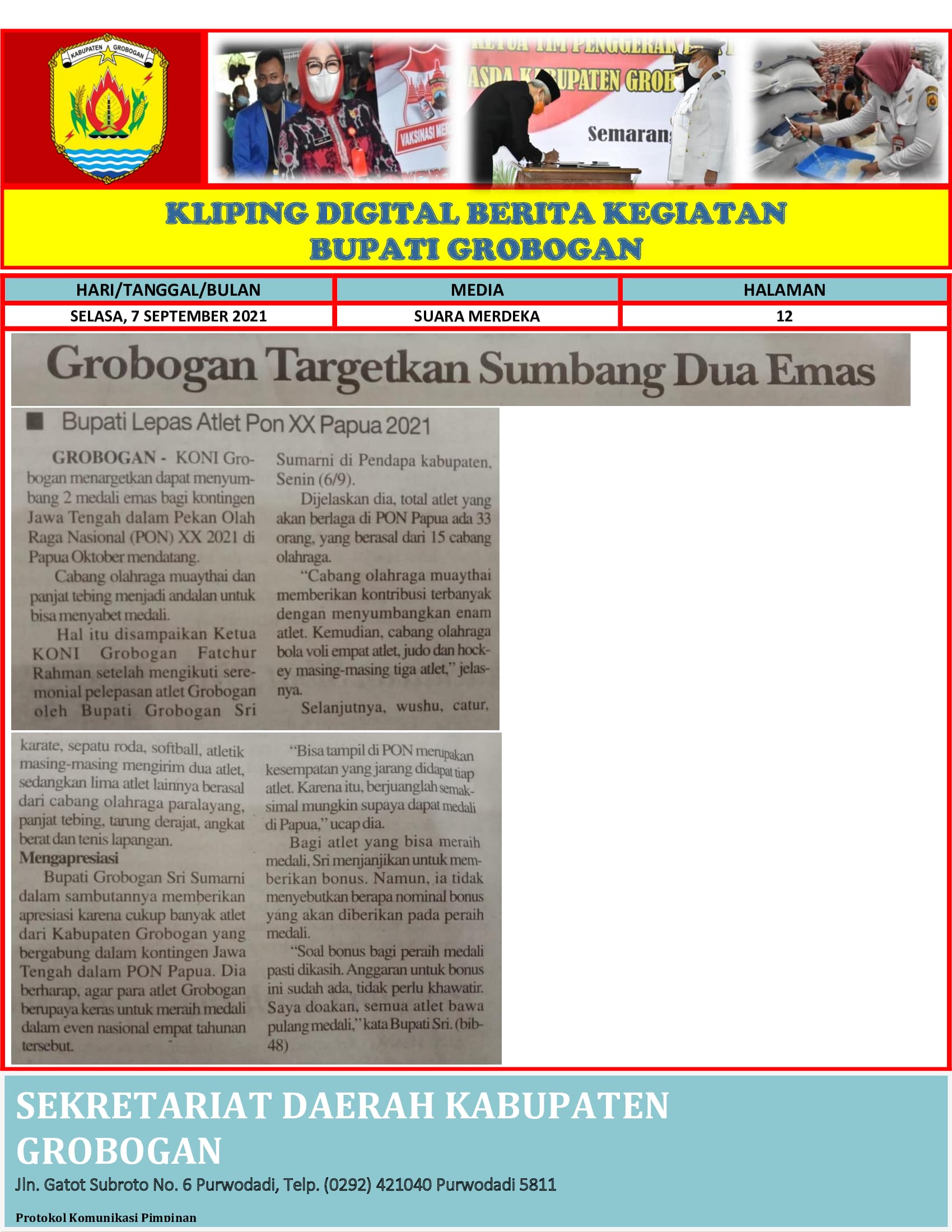 Grobogan Targetkan Sumbang Dua Emas Suara Merdeka 7.09.2021 min