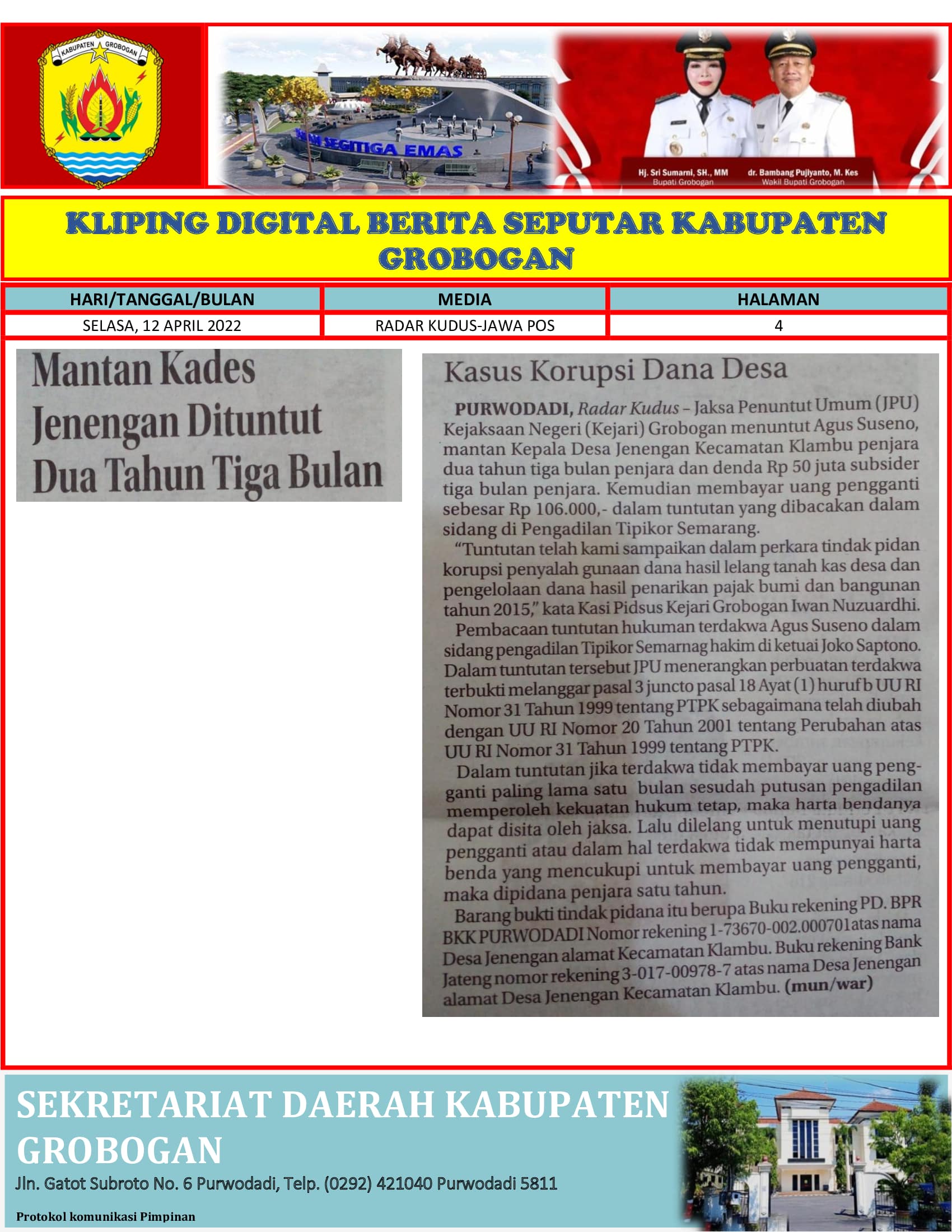 Mantan Kades Jenengan Dituntut Dua Tahun Tiga Bulan Radar Kudus 12042022 min