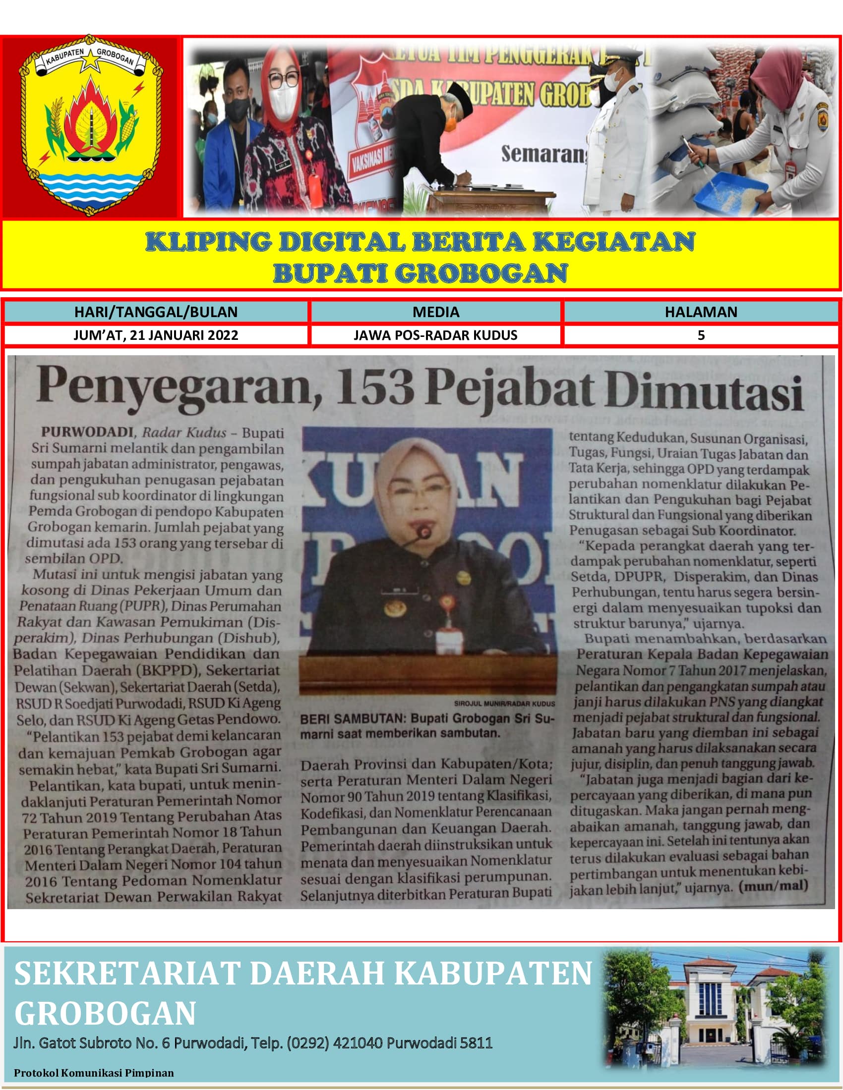 Penyegaran 153 Pejabat Dimutasi Radar Kudus 21012022