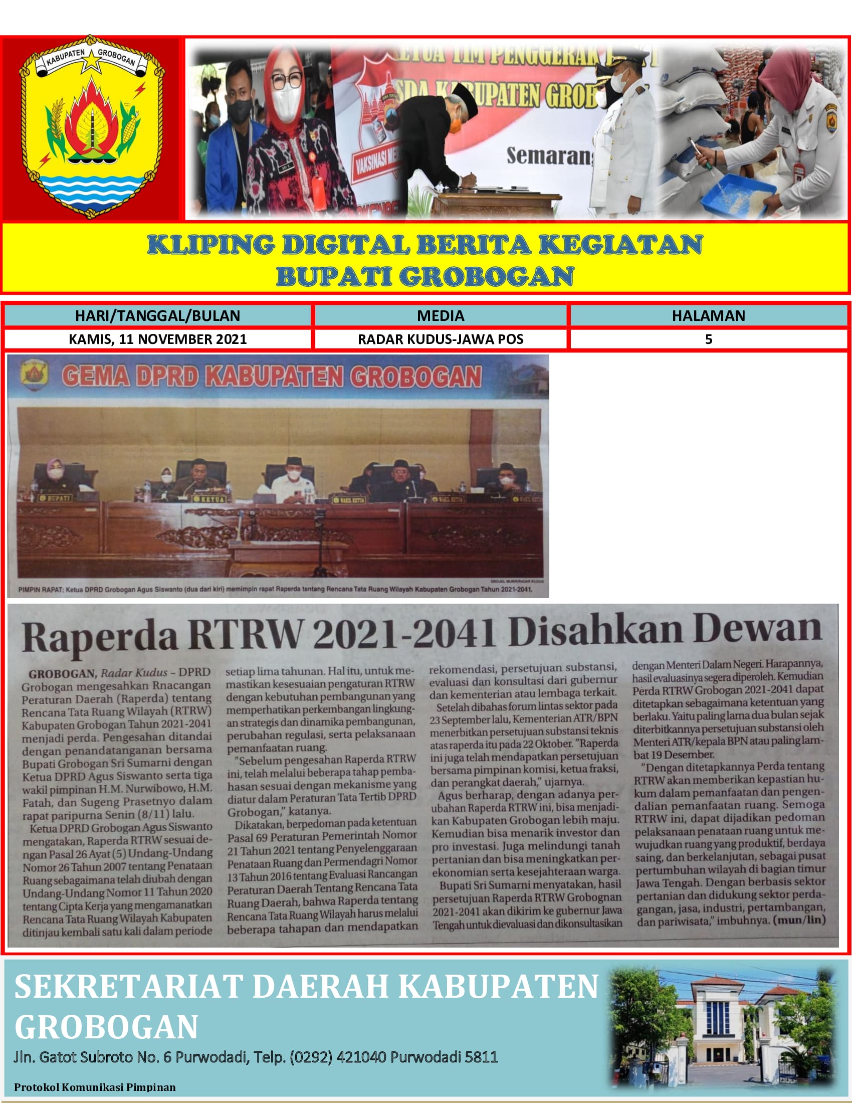 Raperda RT RW 2021 2041 Disahkan Dewan Radar Kudus 11.11.2021 min