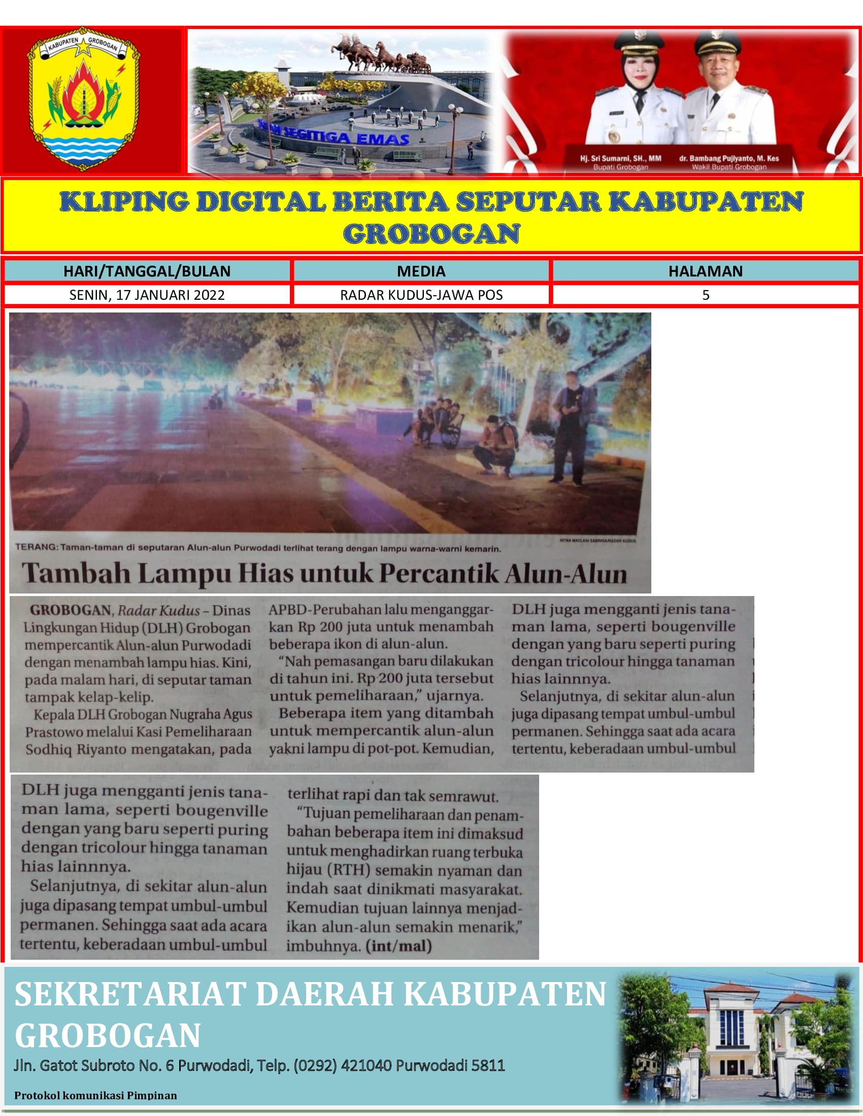 Tambah Lampu Hias Untuk Percantik Alun Alun Radar Kudus 17012022